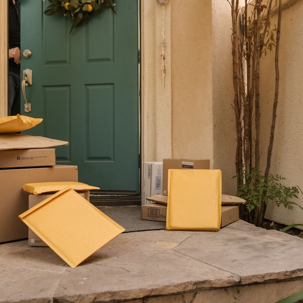 Parcels delivered to a front door